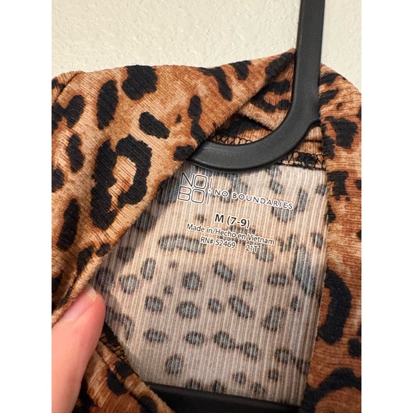 No Boundaries | Comfy Ribbed Mockneck Long Sleeve Top in Leopard Print - Picture 3 of 6